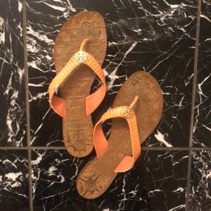 Tory Burch orange croc sandals size 10